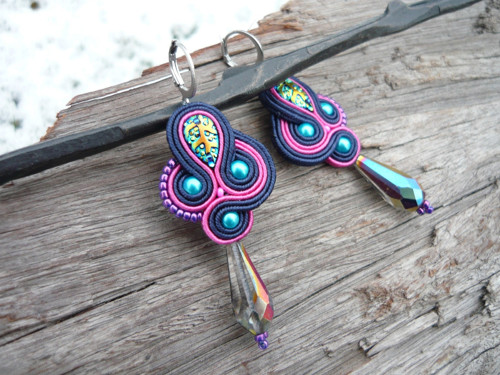Soutache náušnice Magic Tropicana — foto 3