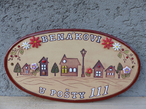 Oválná cedule ,,Domečky" se jménem / na obj. — foto 2
