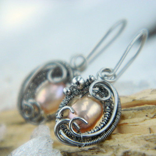 Náušnice s rosegold perlami — foto 2