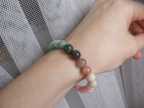 Shabby náramek • Jadeit • Sunstone • Amazonit — foto 2