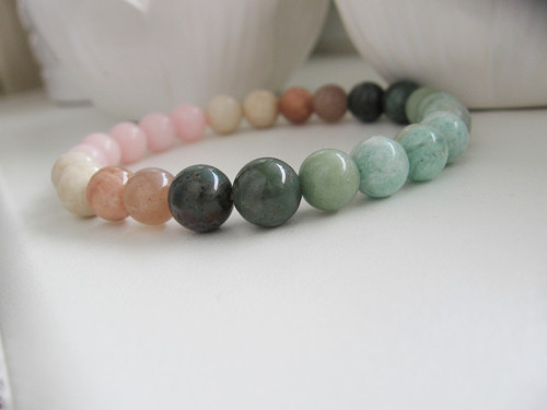 Shabby náramek • Jadeit • Sunstone • Amazonit — foto 3