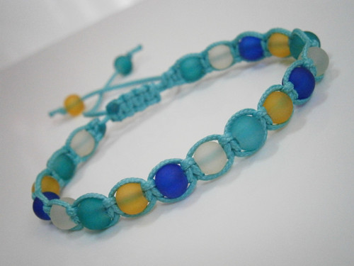 Modrý náramek (shamballa/macramé) - Unisex — foto 2