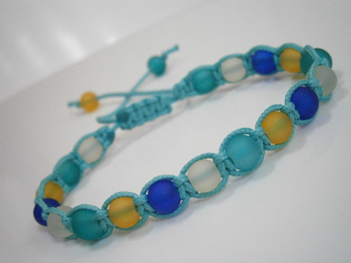 Modrý náramek (shamballa/macramé) - Unisex — foto 3