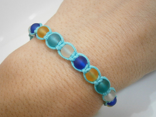 Modrý náramek (shamballa/macramé) - Unisex — foto 4