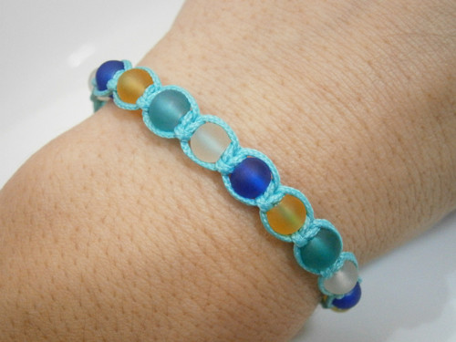 Modrý náramek (shamballa/macramé) - Unisex — foto 5