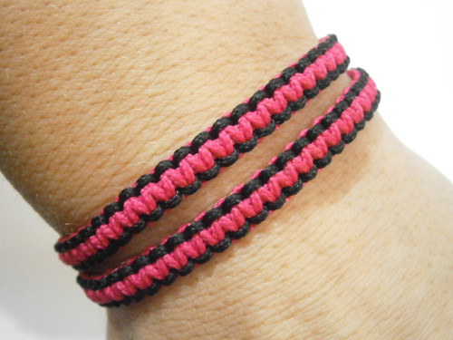 Dvojitý oboustranný neonový náramek (macramé) — foto 5