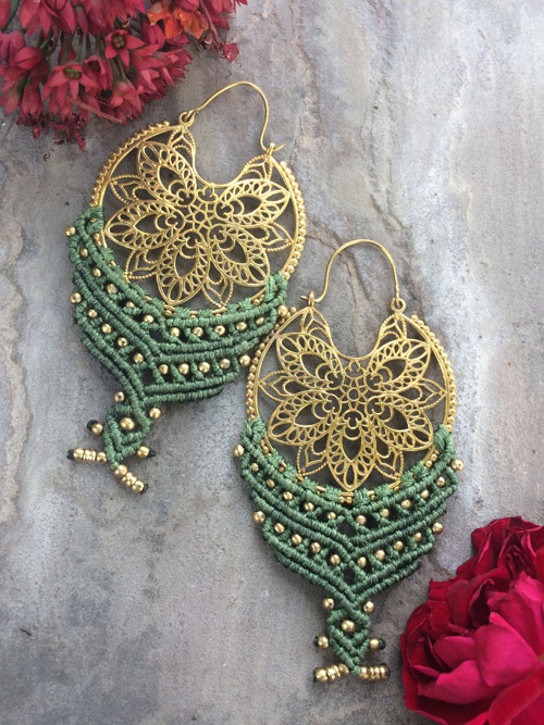 Elfí náušnice macrame — foto 3