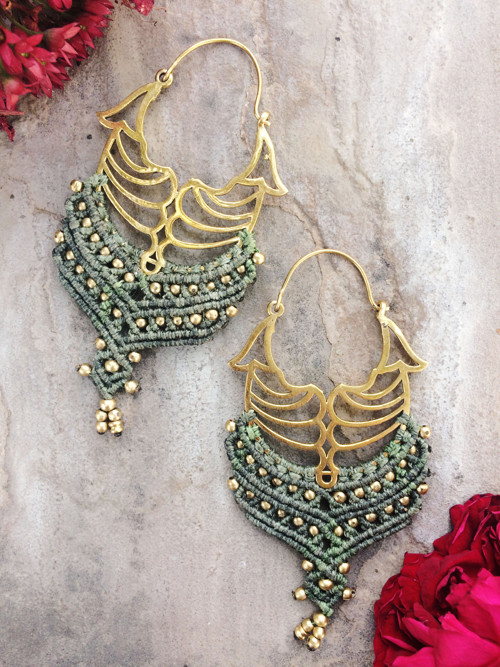 Elfí náušnice macrame — foto 2