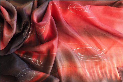Ohnivý hedvábný pléd 90 x 180 cm — foto 4