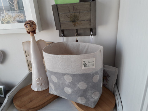 Látkový košík - velké puntíky — foto 2
