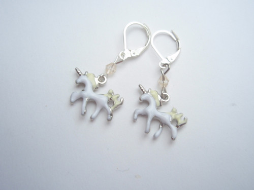 Jednorožec, postříbřené - náušnice — foto 2
