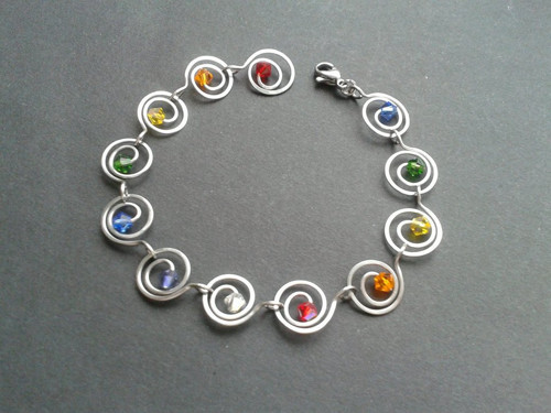Náramek - DUHOVÝ - chirurgická ocel - Swarovski — foto 2