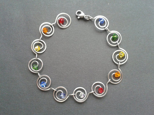 Náramek - DUHOVÝ - chirurgická ocel - Swarovski — foto 3