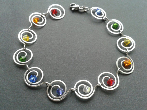 Náramek - DUHOVÝ - chirurgická ocel - Swarovski — foto 4