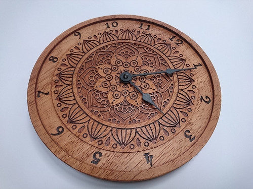 Dřevěné hodiny s mandalou - teak — foto 2