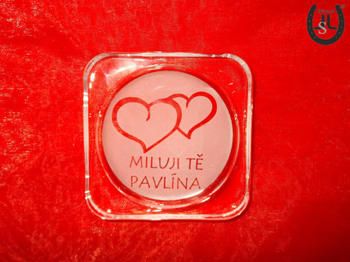 Skleněný podtácek Miluji Tě — foto 2