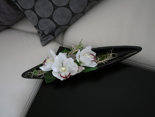 Keramická lodička s orchidejemi - black and silver — foto 3