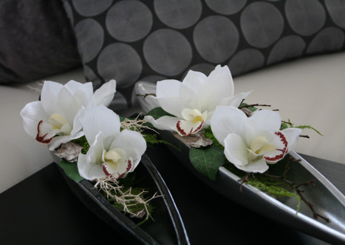 Keramická lodička s orchidejemi - black and silver — foto 4