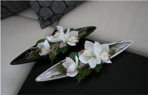 Keramická lodička s orchidejemi - black and silver — foto 6