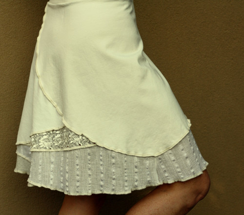 "Patchworková" sukně smetanová — foto 3