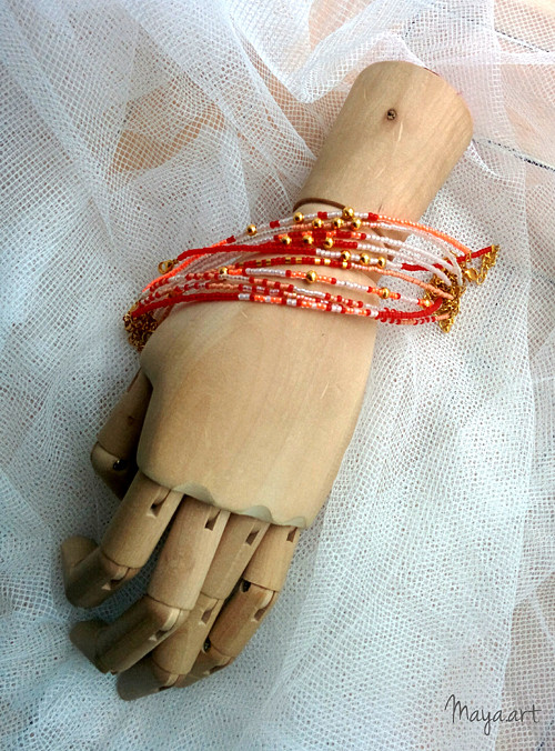Červenobéžový náramek "SIMPLE BRACELET" — foto 2