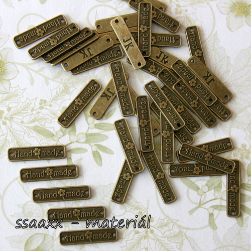 Kovová visačka ~ 25x6 mm ~ Hand Made ~ 2ks — foto 3