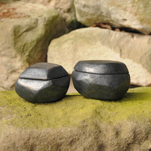 BLACK & BLACK - RAKU dóza kameň — foto 6
