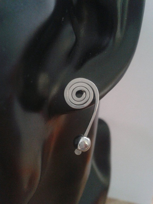 Náušnice - bodovky - hematit - chirurgická ocel — foto 2