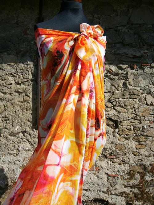 Orange - pareo- plážový šátek — foto 2