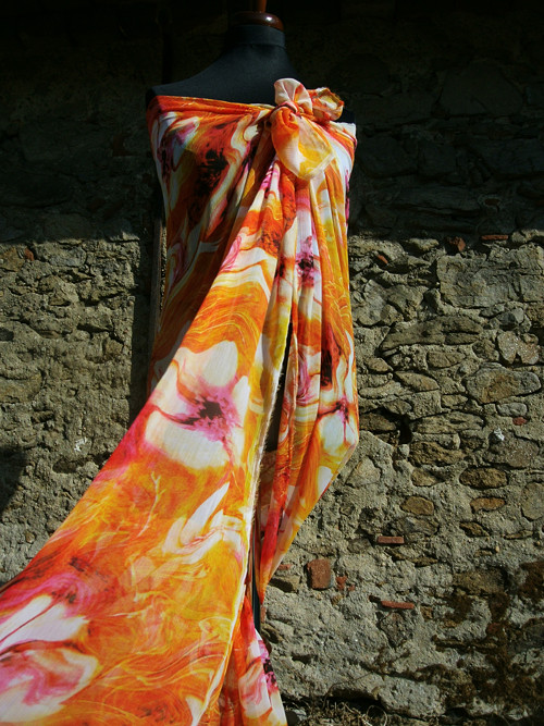 Orange - pareo- plážový šátek — foto 3