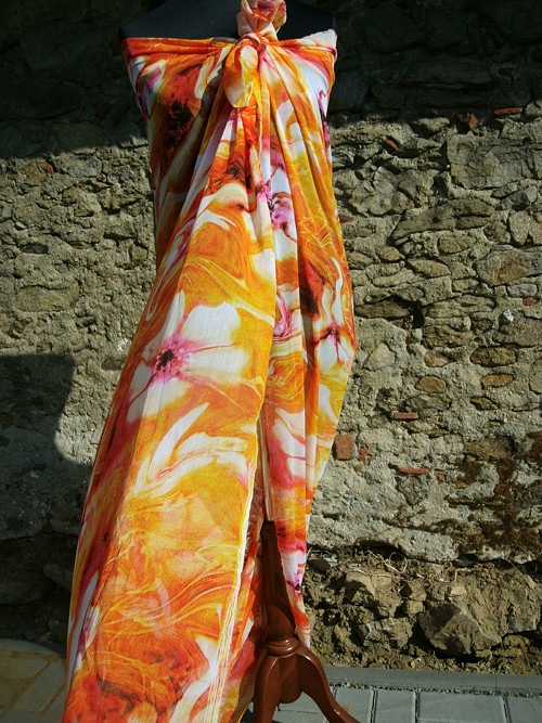Orange - pareo- plážový šátek — foto 6