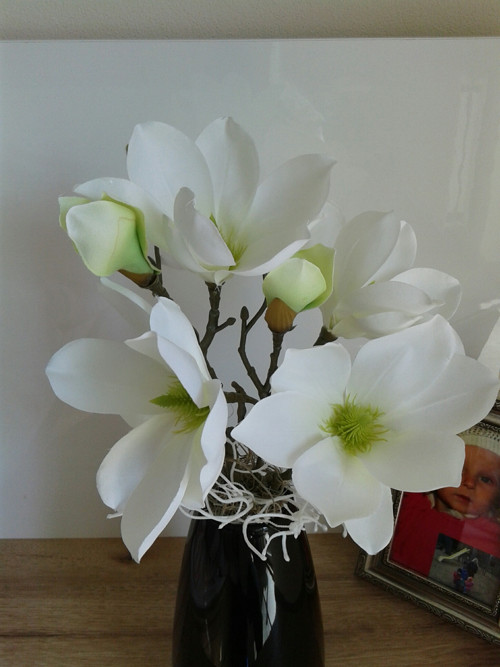 Černobílá aranžmá s magnolií — foto 5