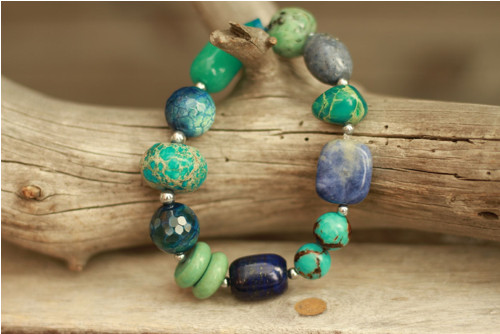 Boho náramok z minerálov mix blue — foto 2