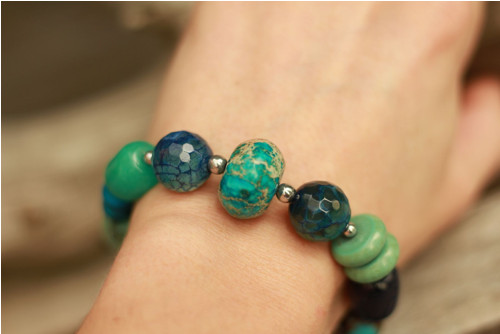 Boho náramok z minerálov mix blue — foto 3
