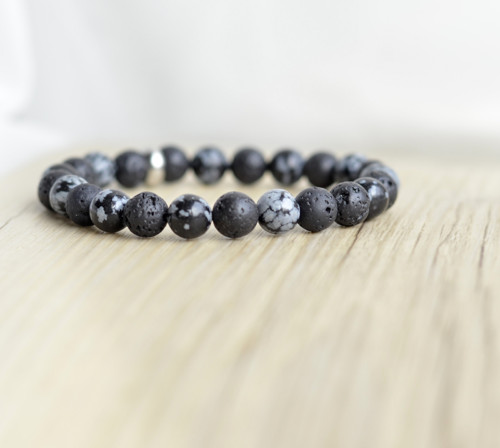 Lávový náramek s obsidiánem — foto 2
