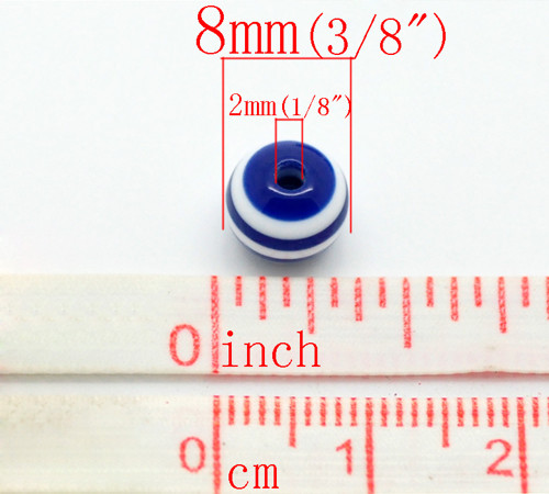 Kuličky pruh /plast /8mm/ modrobílá tm./ 12ks — foto 2