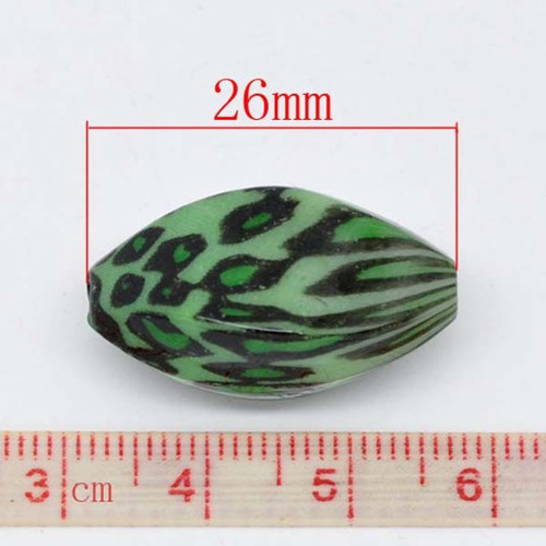 Korálky leopardí/ plast/ 26x14mm/ zelená/ 2ks — foto 2