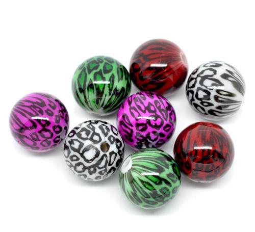 Plastové kuličky leopard/ 18mm/ MIX/ 8ks — foto 2