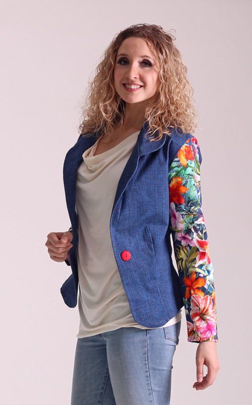 Modré sáčko s květy vel M - SLEVA 50 % — foto 3