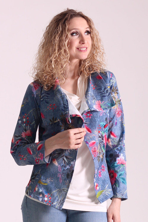 Modré sáčko s květy -vel. M - SLEVA 50 % — foto 3