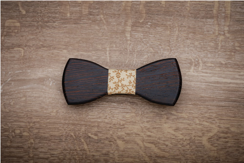 Dřev. motýlek Papilio (Wenge, béžový střed) — foto 2