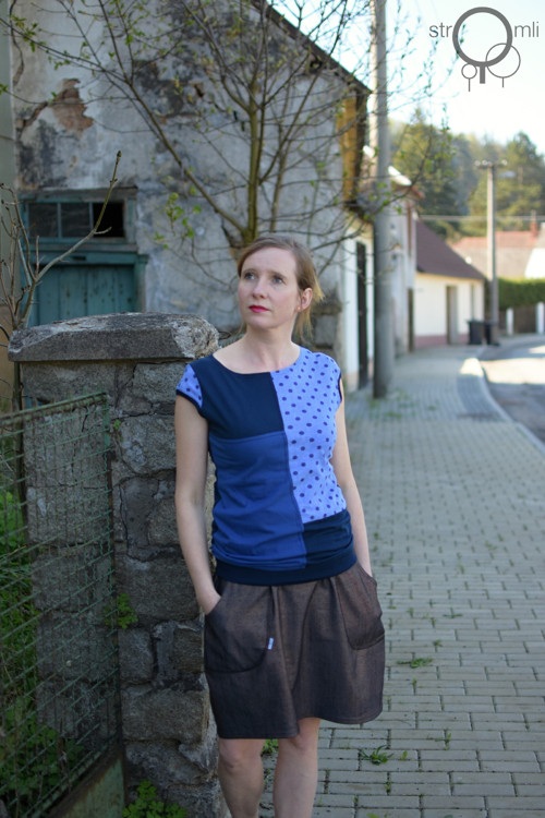 Modré kombinované puntíkem, vel. M — foto 2