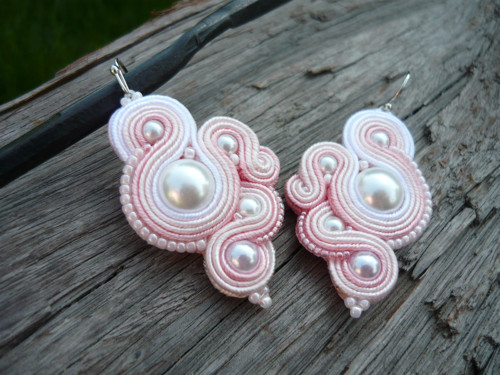 Soutache náušnice Lovely Pearl — foto 3