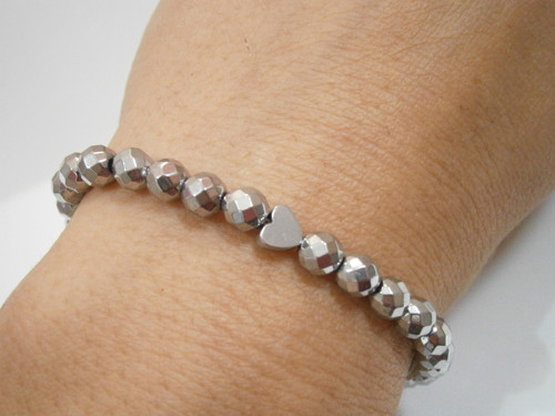"Hematit - Silver" - minerálový náramek — foto 4