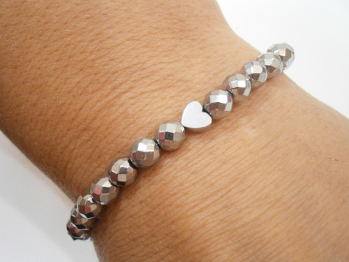 "Hematit - Silver" - minerálový náramek — foto 6