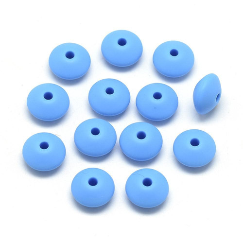 Silikonové korálky DISK 12mm (4ks) - sky blue — foto 2