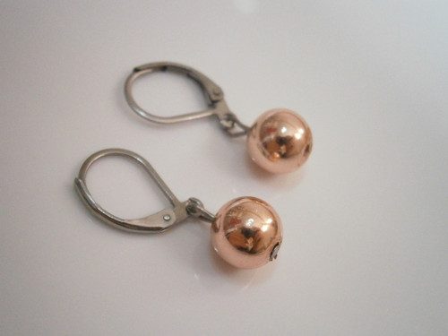 "Hematit - Rose Gold" - náušnice (Nerezová ocel) — foto 3