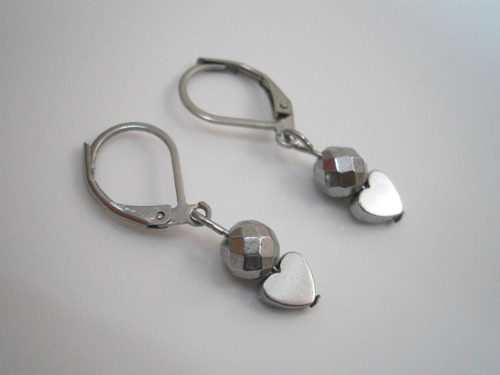 "Hematit Silver" - náušnice (Nerezová ocel) — foto 2