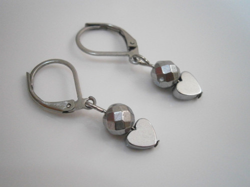"Hematit Silver" - náušnice (Nerezová ocel) — foto 3