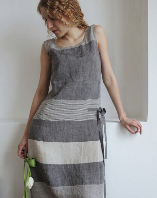 REZERVACE - šaty SARAH len indigo / smetanová — foto 2